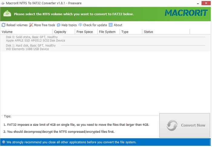Macrorit NTFS 到 FAT32 轉換器