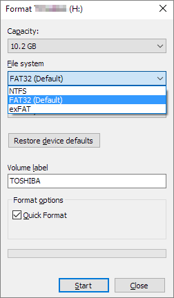 通過檔案總管將硬碟或 USB 格式化為 NTFS/FAT32