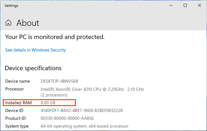 檢查 RAM 儲存容量