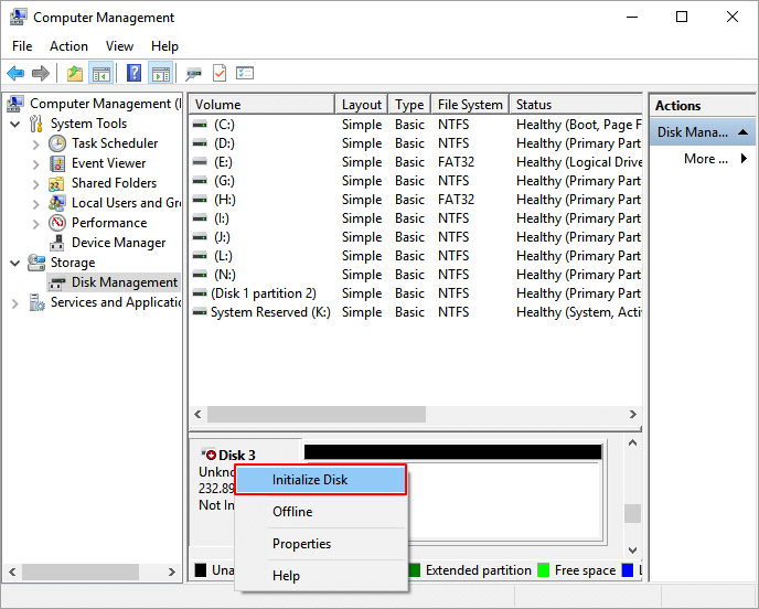 使用 Windows 內置磁盤管理工具初始化新 HDD/SSD。