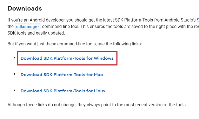 Downblaod SDK 平臺工具(適用於 Windows)