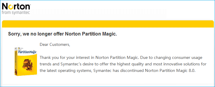 Symantec 宣布終止對 Partition Magic 的支援