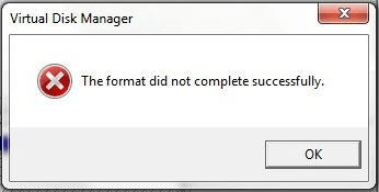 未成功完成格式化
