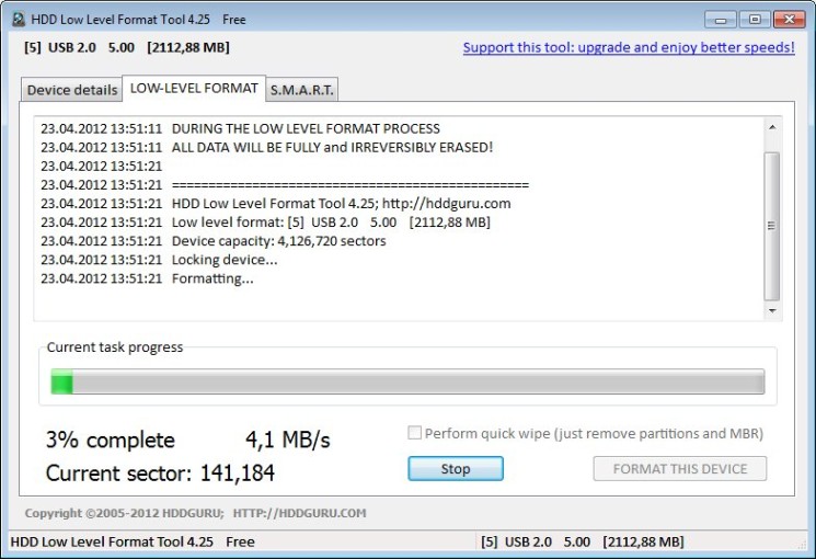 使用 HDDGURU 的 HDD 低階格式化工具的低階格式化硬碟