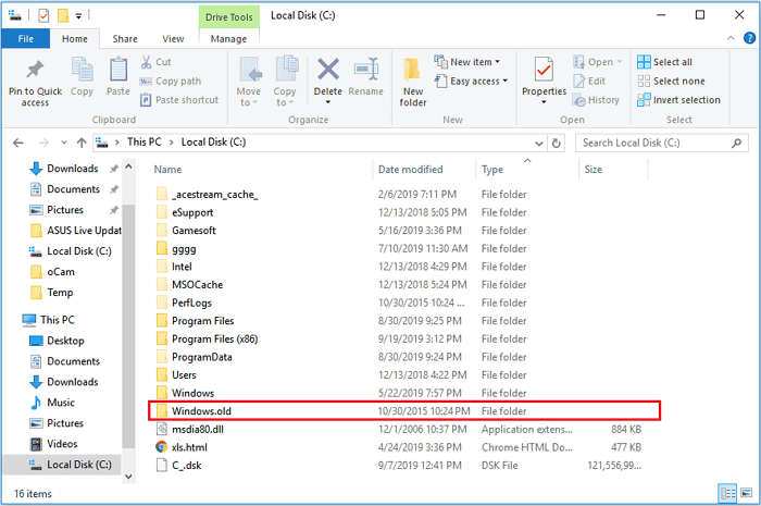 windows.old 資料夾
