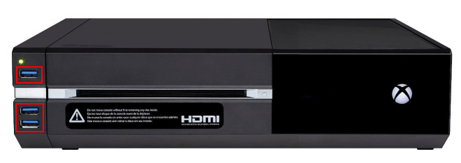 在 Xbox One 型號上查找 USB 埠