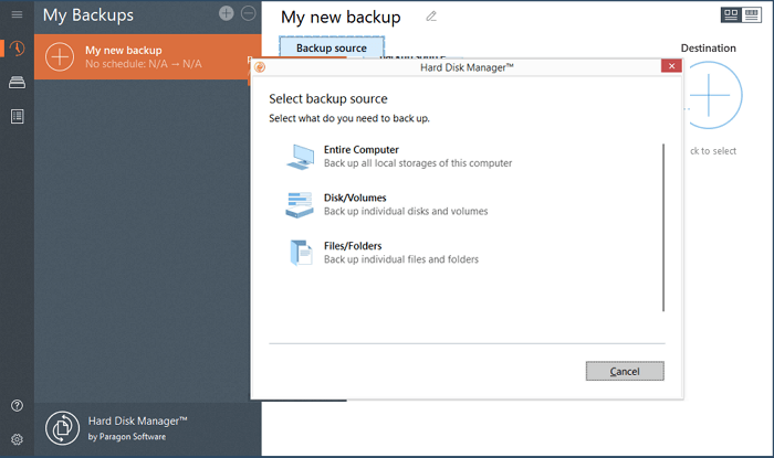 使用 paragon 將文件備份到 USB