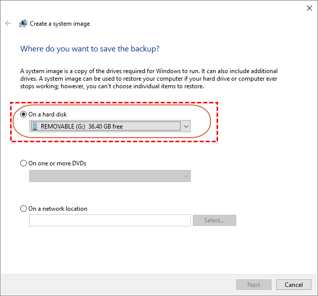 在硬碟上建立系統映像