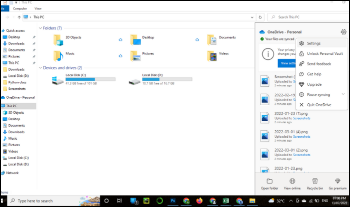 備份c槽到OneDrive - 步驟 1