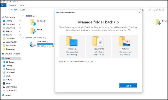 備份 C 槽到 OneDrive - 步驟 3