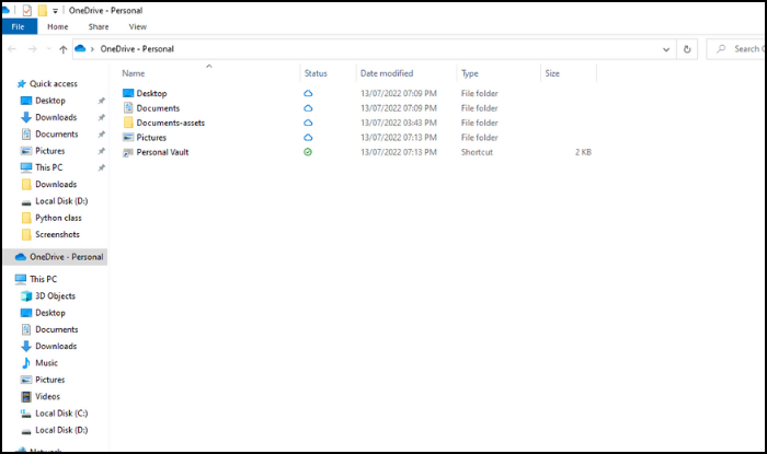 使用檔案總管將 C 槽備份到 OneDrive - 步驟 1