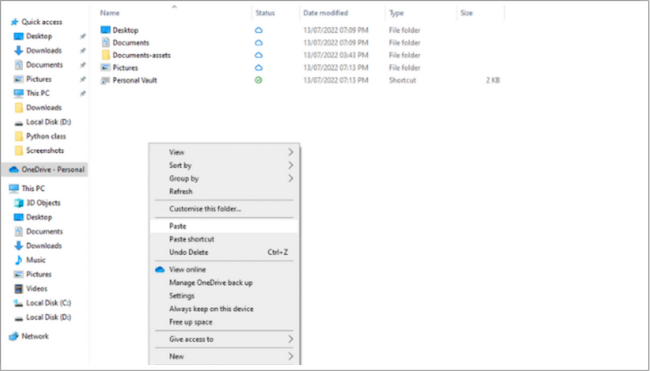 使用檔案總管將 C 槽備份到 OneDrive - 步驟 2