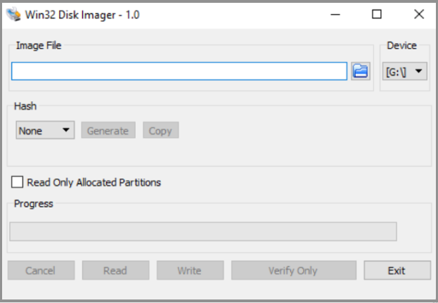 安裝並啟動 Win32 Disk Imager