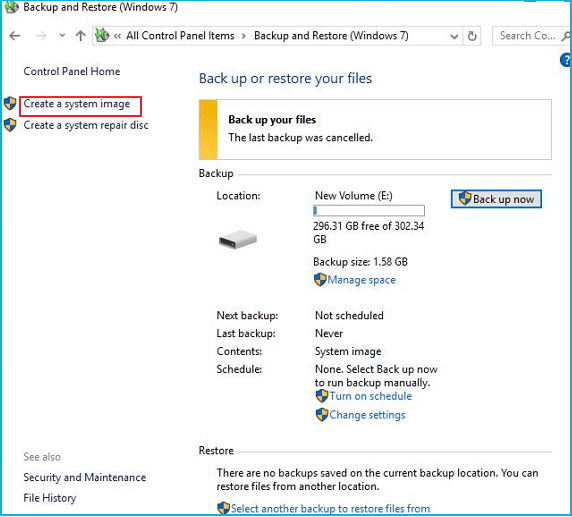 點擊創建系統鏡像