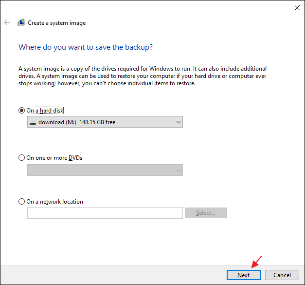 建立系統映像步驟3