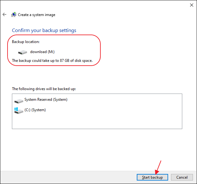 建立系統映像步驟5