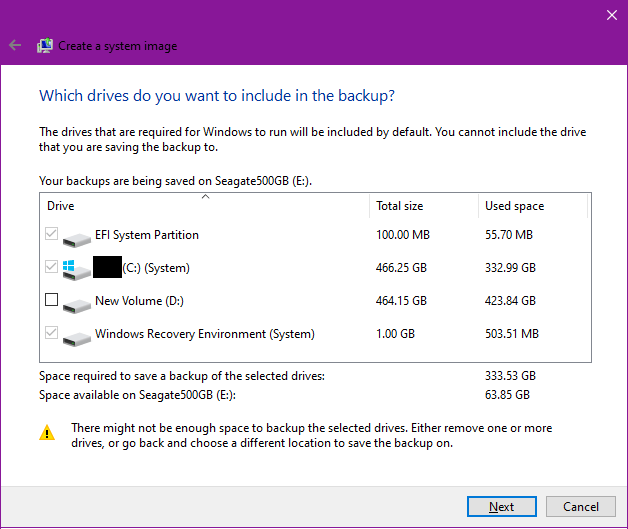 選擇要備份的系統和檔案