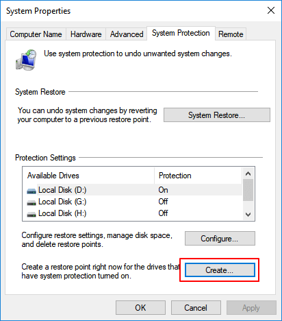 建立Windows還原點