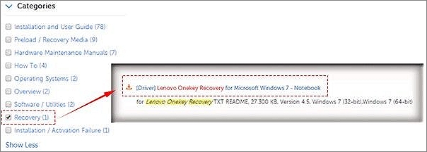 為聯想選擇恢復