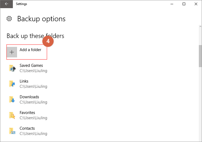 使用檔案歷程記錄備份Windows 10 - 步驟-4