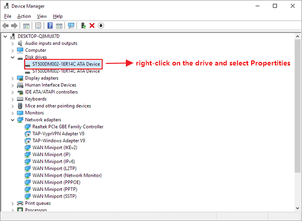 修復內接硬碟在 Windows 10 裝置管理員中顯示為可卸除式裝置 - 1