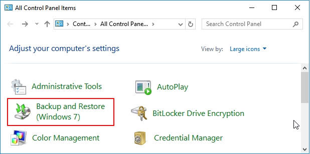 在控制台中打開 Windows 備份和還原(Windows 7)