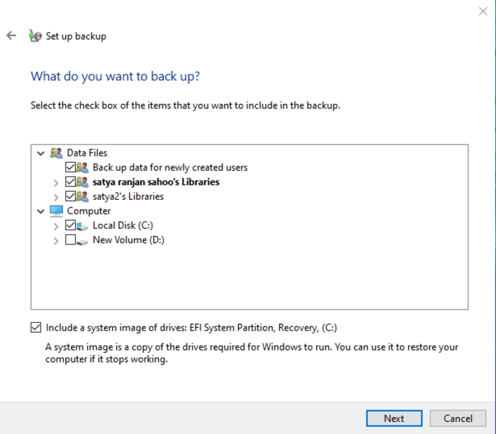 選擇資料夾和硬碟進行備份