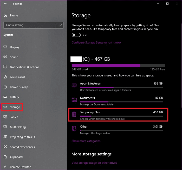 選擇儲存下的臨時檔案