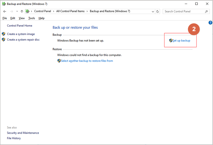 使用windows備份與還原程式備份電腦-步驟2