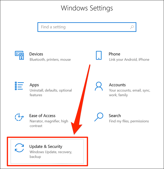 單擊更新與安全性