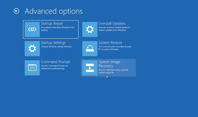 選擇系統映像還原