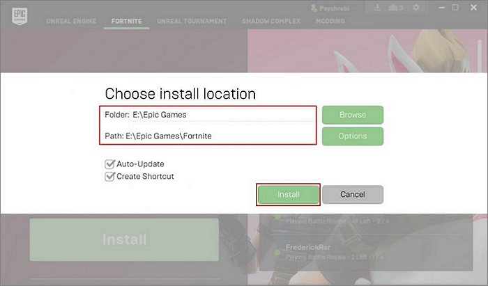 變更 Epic 遊戲位置