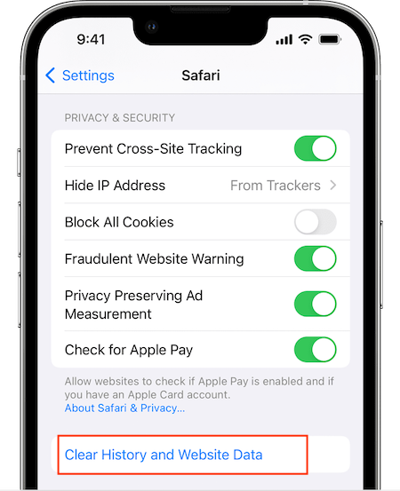 清除 iphone 中的歷史記錄和 cookie