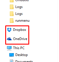 在檔案總管中找到 dropbox 和 onedrive