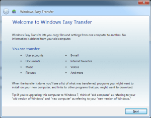 Windows Easy Transfer 要求選擇您現在正在使用的電腦