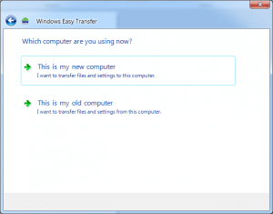 Windows Easy Transfer 要求選擇這是新電腦還是舊電腦