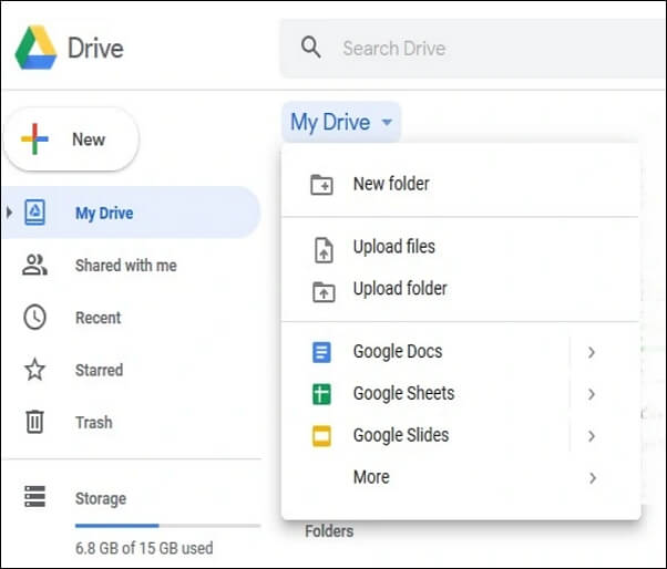 Google Drive 介面