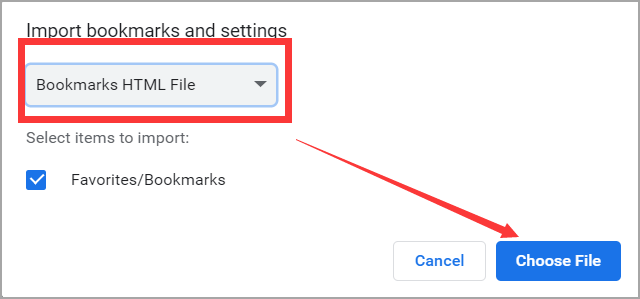 導入書籤 HTML 檔案