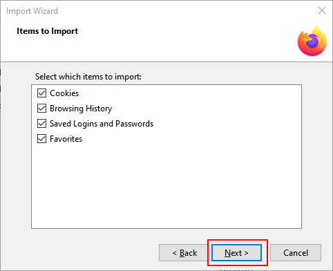 選擇要匯入的項目