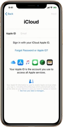 用蘋果 ID 登入 icloud