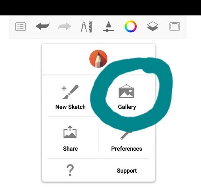 使用 Sketchbook 應用打開圖庫
