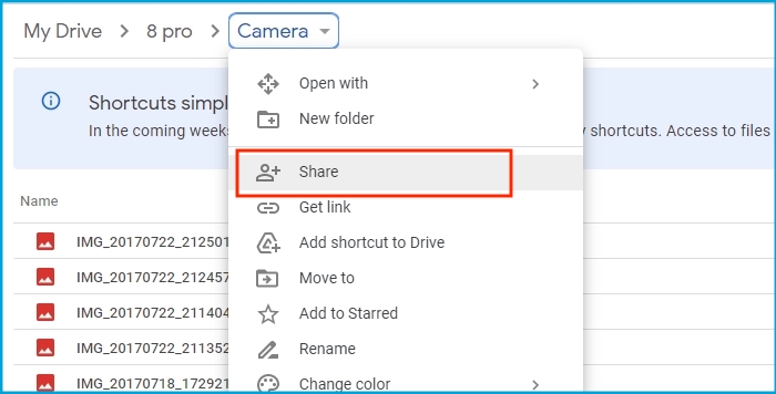 分享照片 google drive