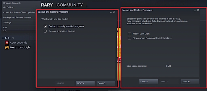 備份當前的 Steam 遊戲