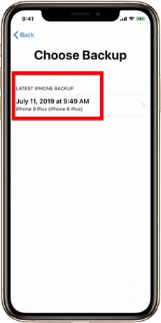 選擇想要的日期備分