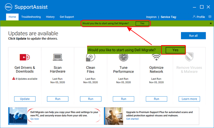 在新電腦上啟動 Dell Migrate
