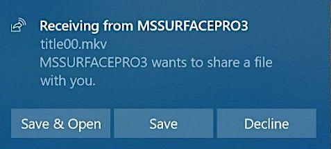 在目標電腦中接收檔案的通知