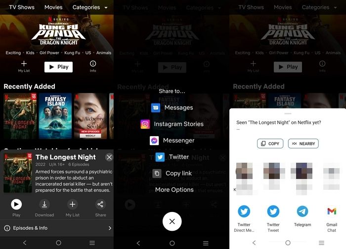 共享 Netflix 節目和電影