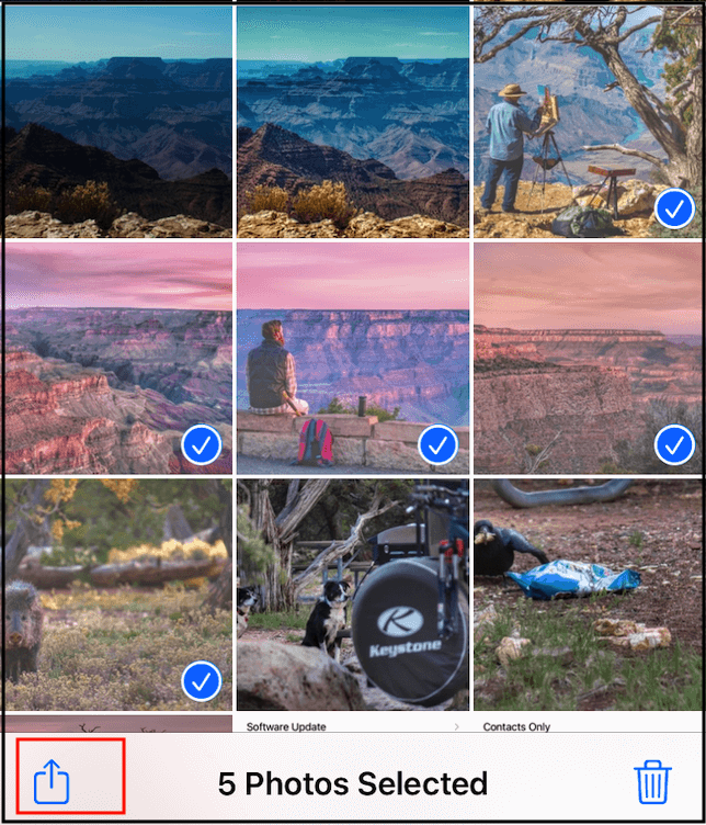 使用 air drop 選擇照片並分享