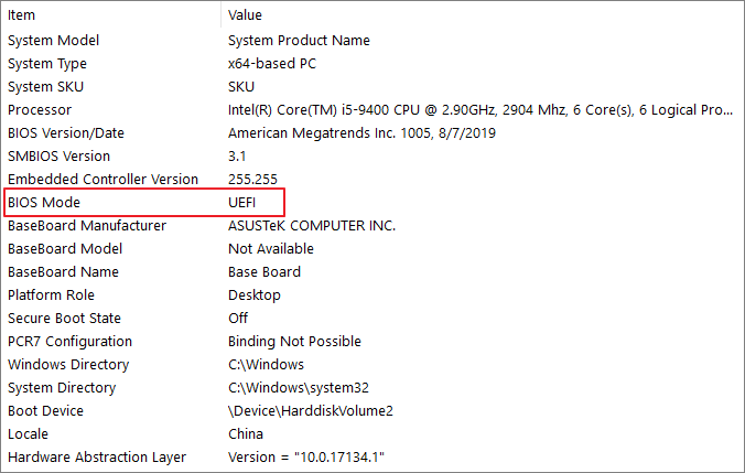 查看用於win11的bios模式