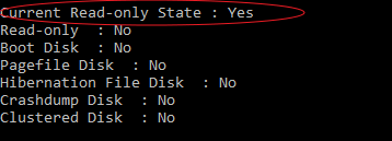 diskpart顯示磁碟為唯讀狀態